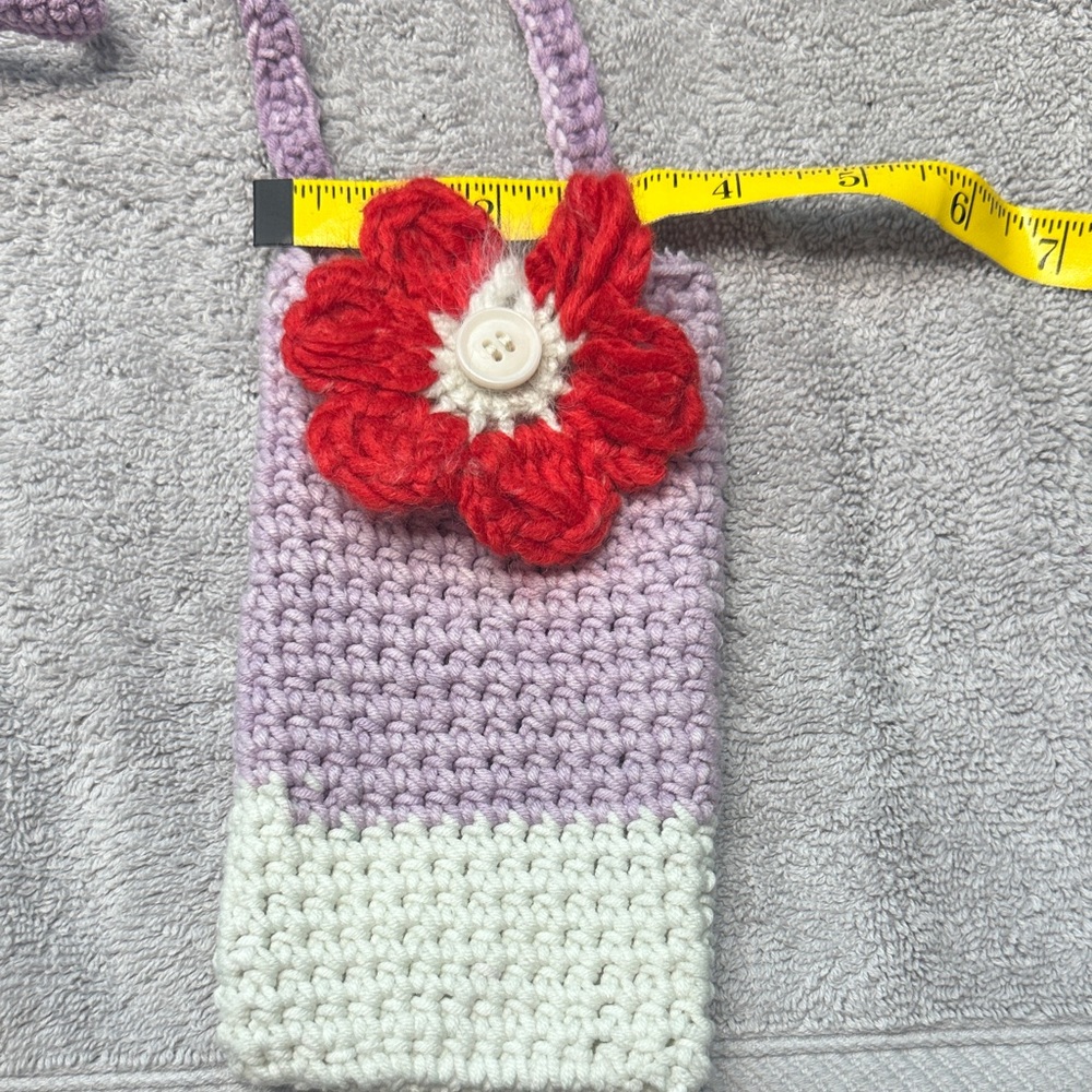 Handmade Crochet Kids Bag with Red Flower